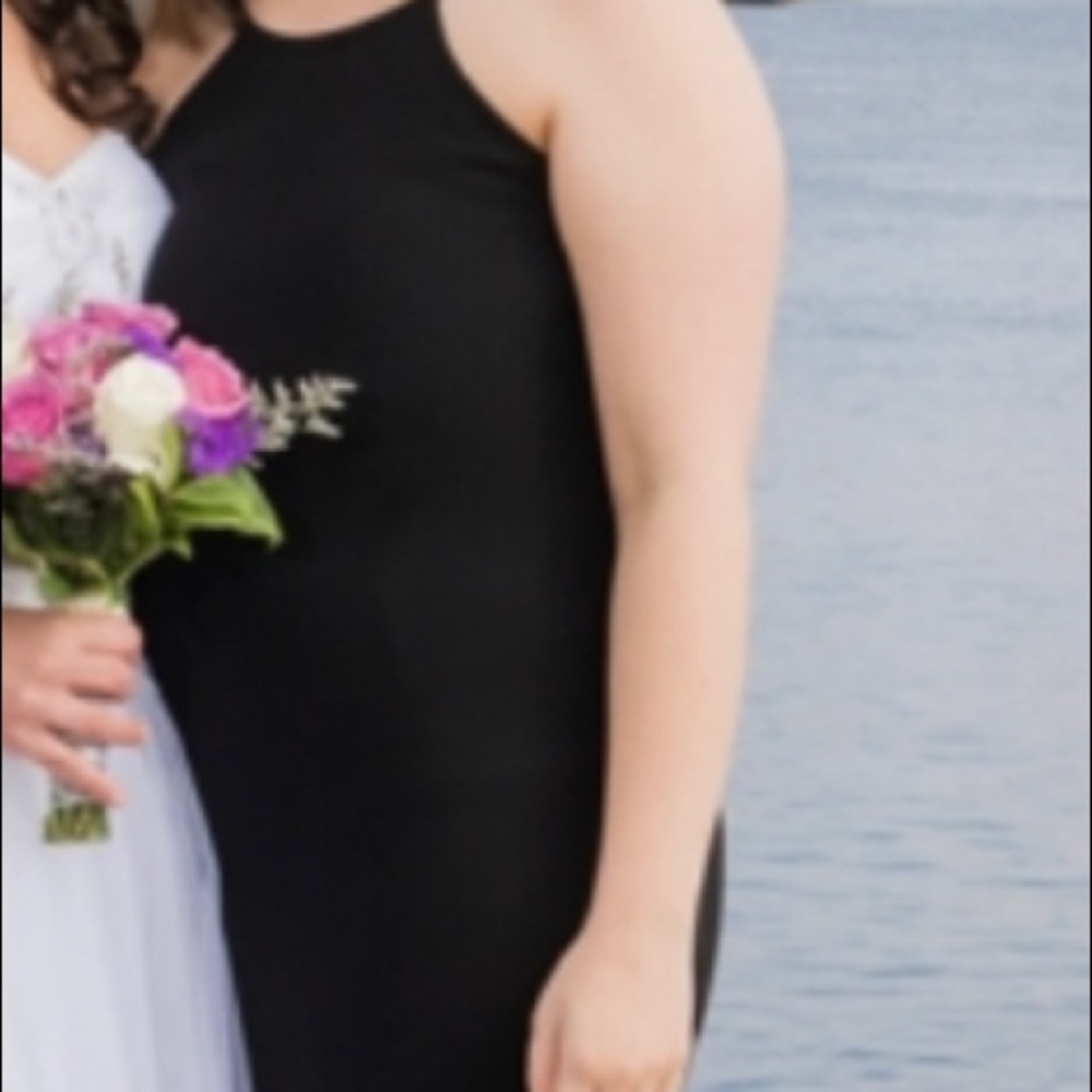 long black formal dress only worn once for a wedding.